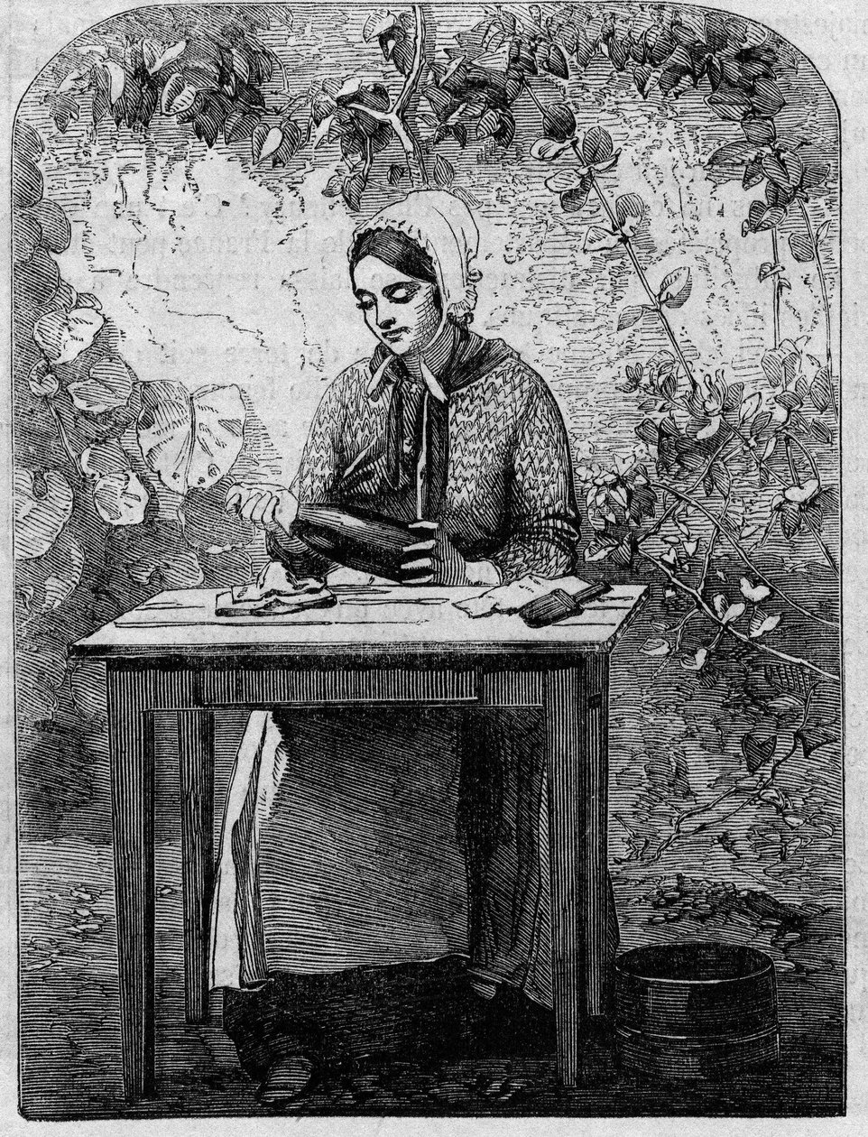 Het bottelen van Champagnewijn. Gravure uit 1864. door Unknown artist