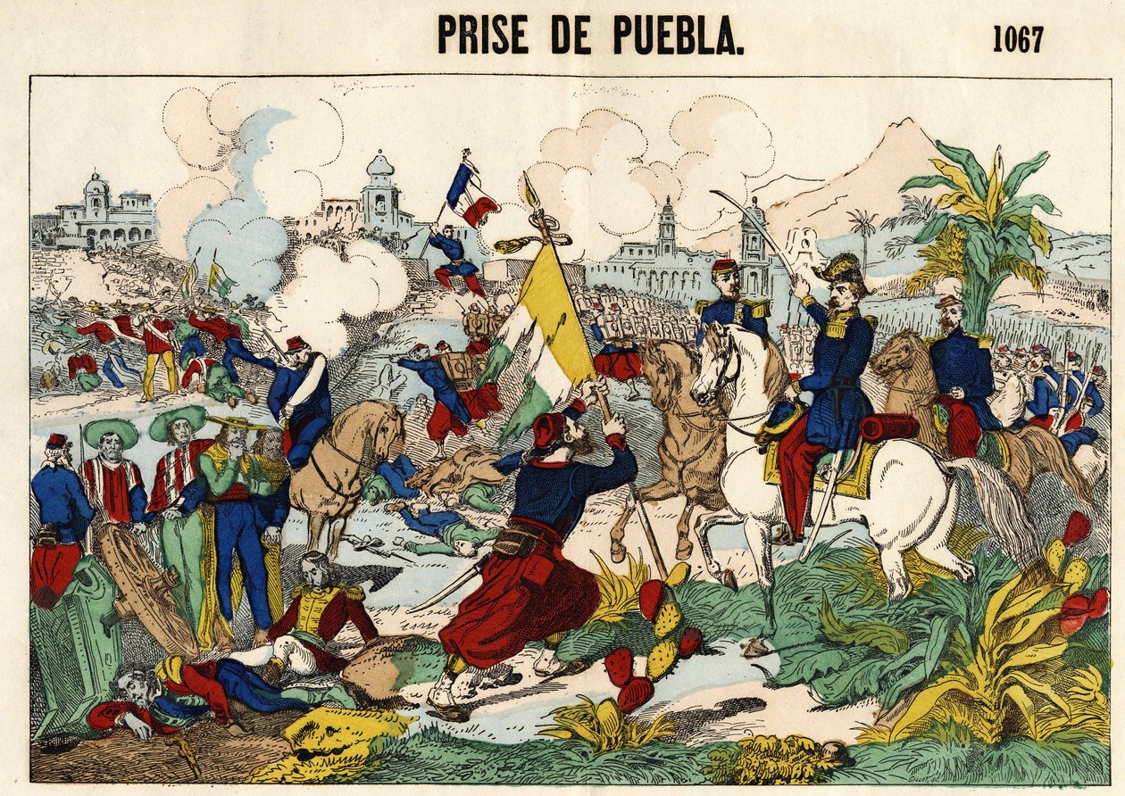 De inname van Puebla op 17 mei door Unknown artist