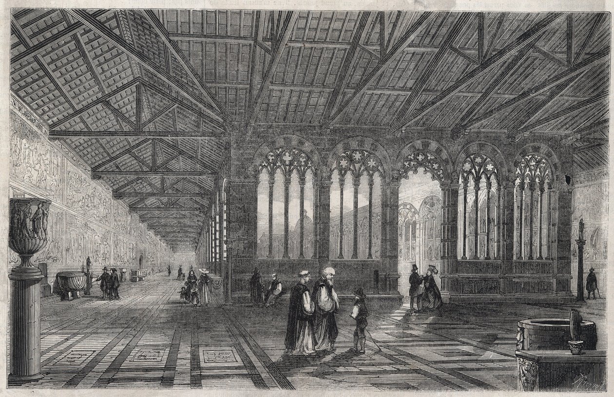De begraafplaats van Camposanto piazza dei Miracoli in Pisa, Italië. Gravure in 
