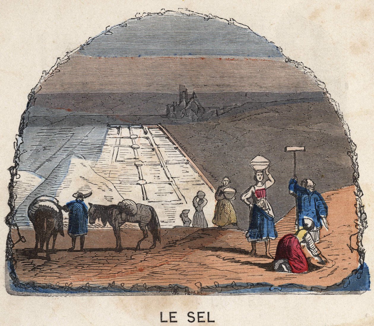 De zoutwinning. 19e-eeuwse illustratie. Bianchetti Collectie door Unknown artist