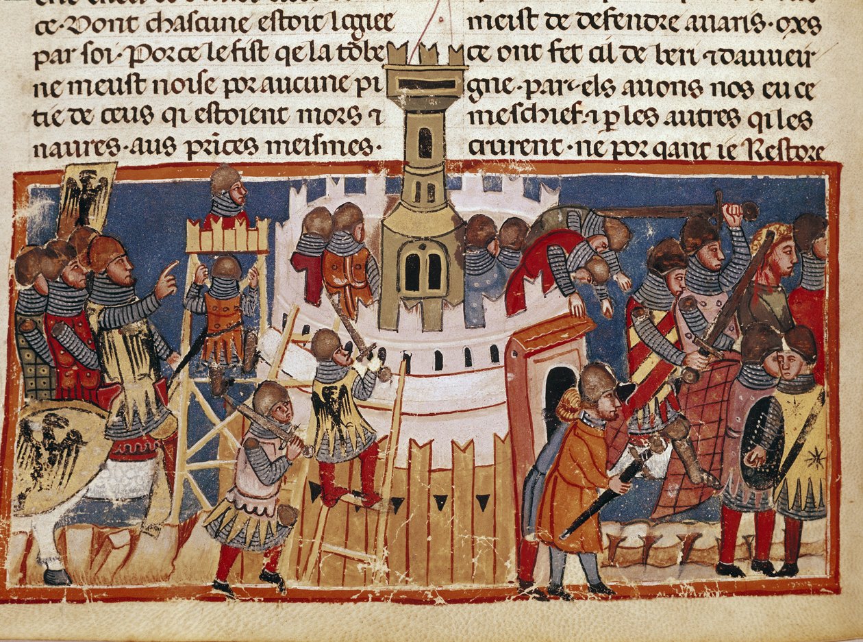 De bouw van een fort (miniatuur) door Unknown artist
