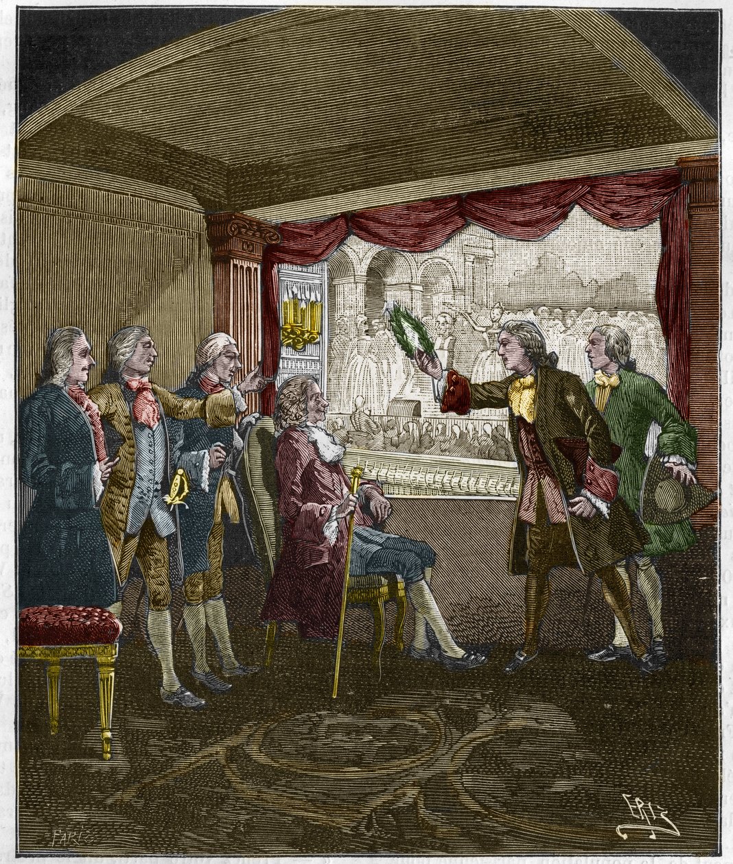 De kroning van Voltaire (Francois-Marie Arouet) door Unknown artist