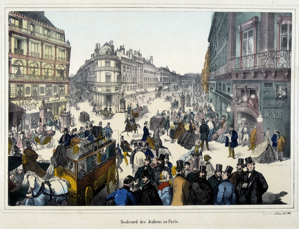 De menigte op de boulevard des Italians door Unknown artist