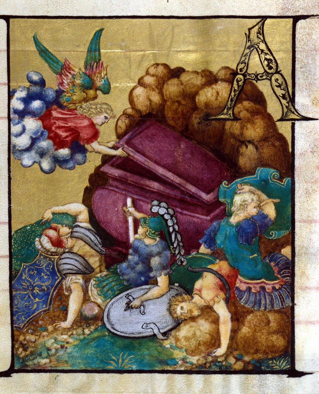 Het lege graf. Miniatuur in een 15e eeuws koorboek, Kerk van de Gekroonde Maagd van Lodi door Unknown artist