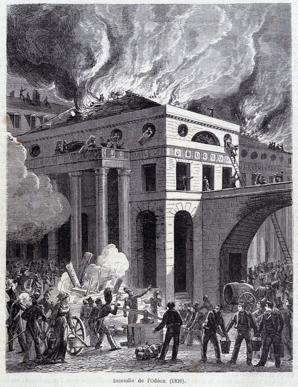 De brand van de Odeon (1820) door Unknown artist
