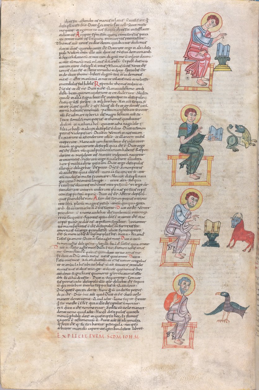 De vier evangelisten met hun symbolen: Matteüs, Lucas, Marcus, Johannes door Unknown artist