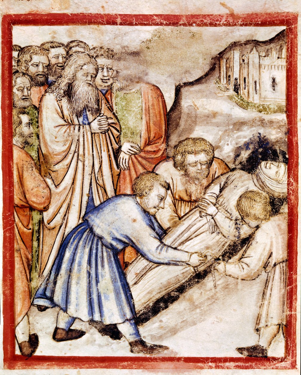 De begrafenis van Sarah. Miniatuur uit codex 212 (of padovano codice of Bijbel van Padua). 1390-1400. Rovigo, Accademia dei Concordi door Unknown artist