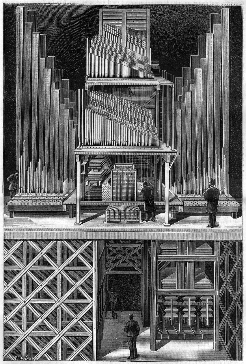 Het grote orgel van Crystal Palace in Londen. door Unknown artist