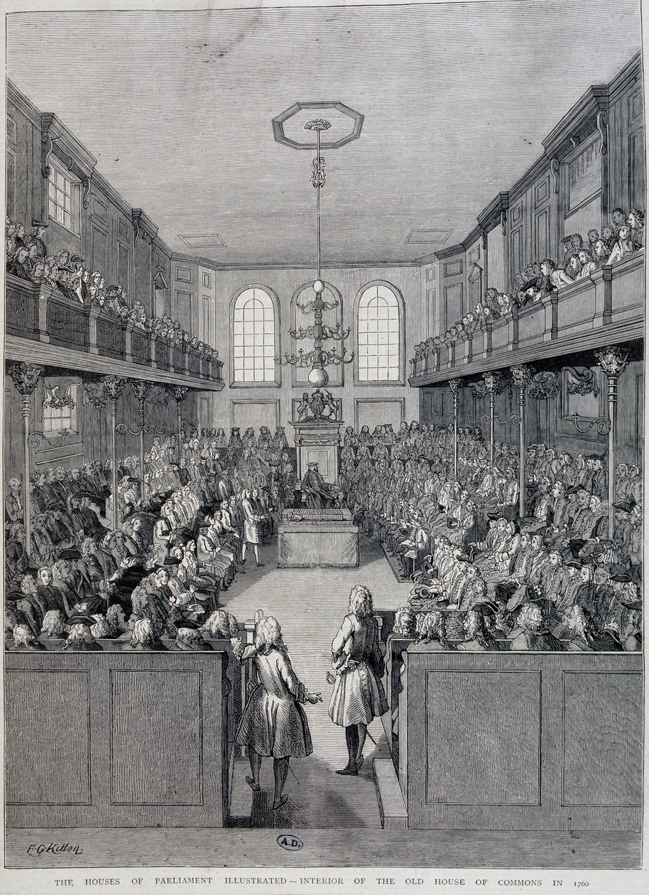 Het interieur van het Londense Lagerhuis in 1760 door Unknown artist