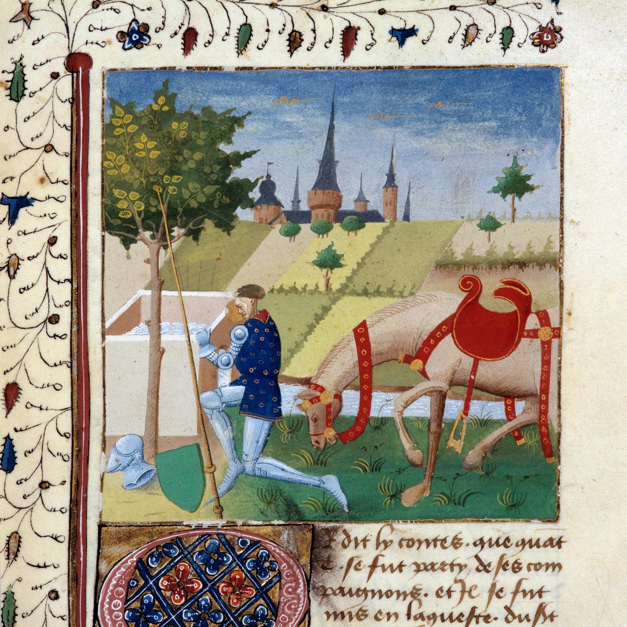 De ridder van de Ronde Tafel Gauvain bij een fontein door Unknown artist