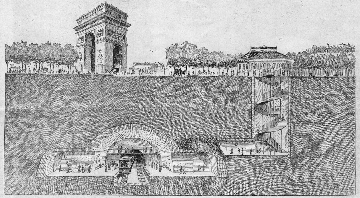 Het metrostation “Etoile” in Parijs. Gravure uit 1895. door Unknown artist