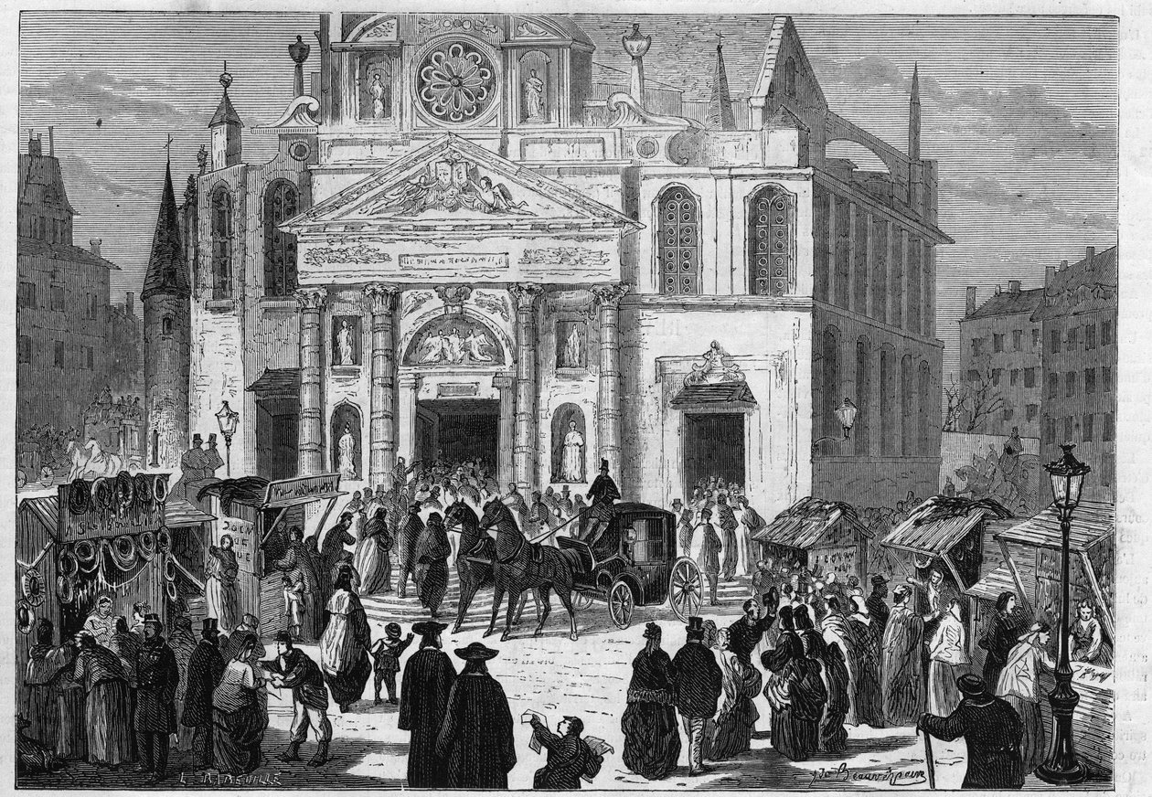 De noveen van Sainte Genevieve in de kerk van Saint Etienne du Mont (Saint-Etienne-du-Mont) in Parijs door Unknown artist