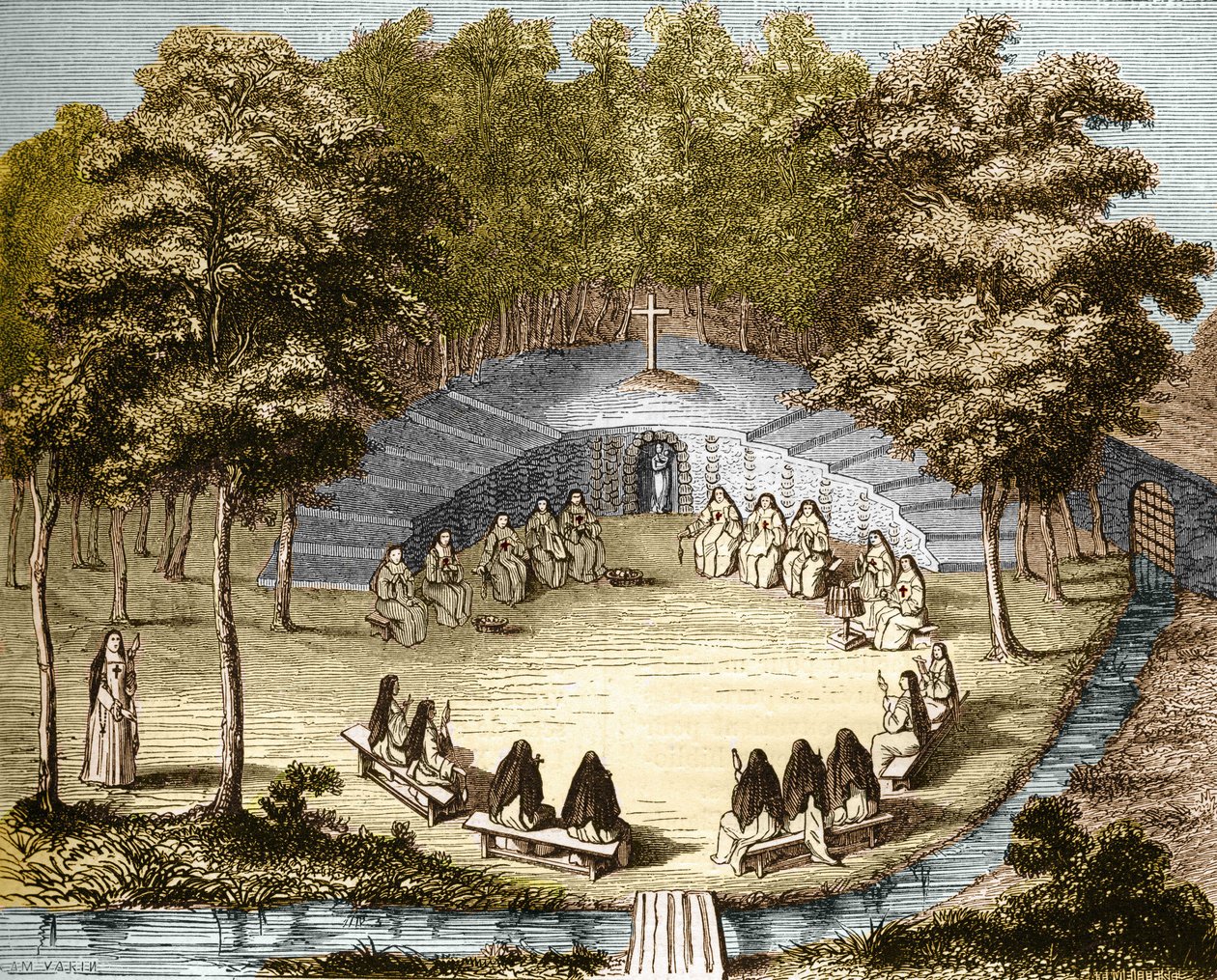 De nonnen van Port-Royal-des-Champs lezen in eenzaamheid door Unknown artist