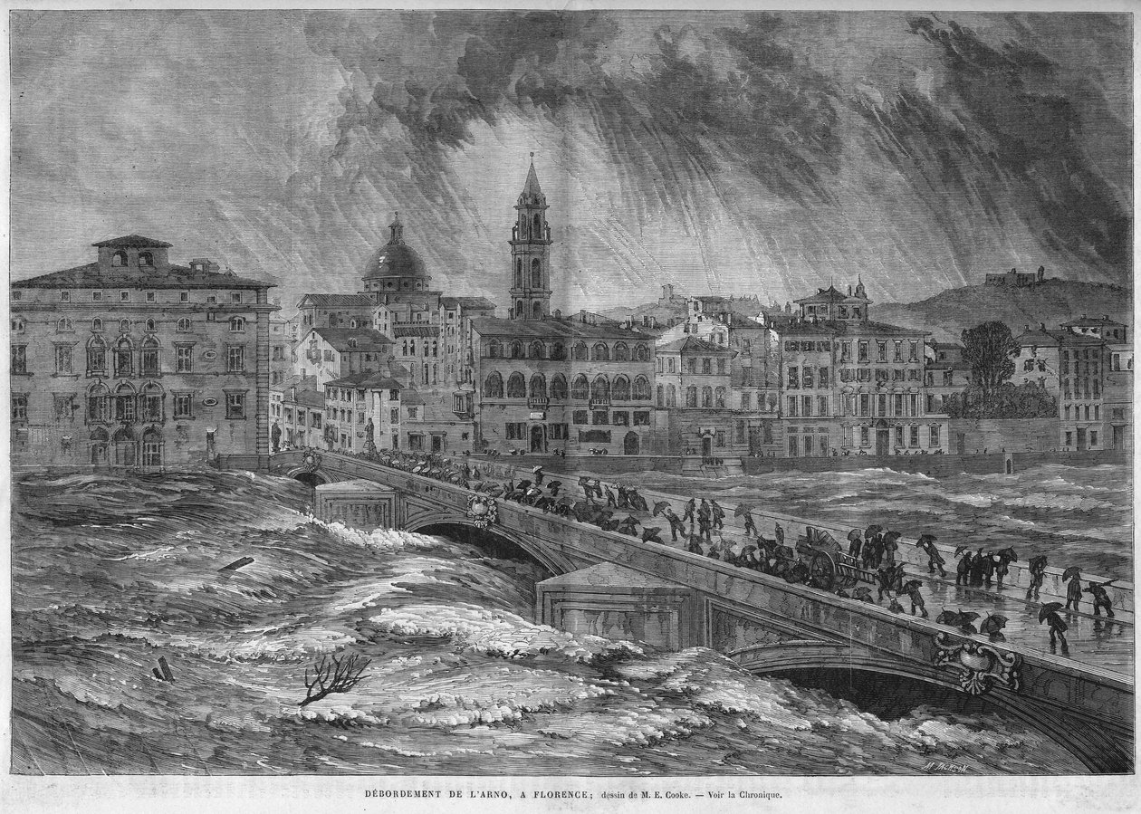 De overstroming van de Arno in Florence in 1868 door Unknown artist