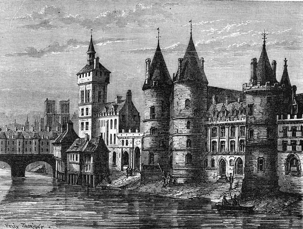 Het paleis van de stad in Parijs in de Middeleeuwen - in 