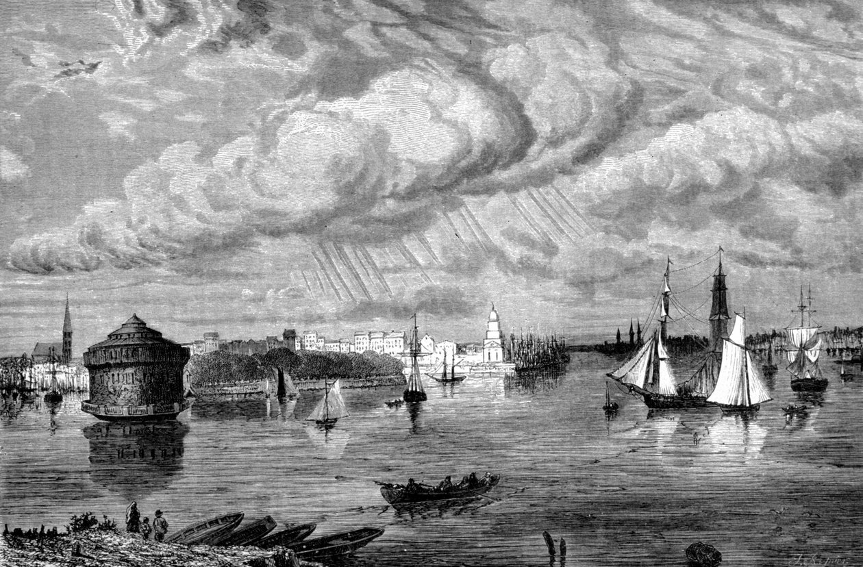 De haven van New York rond 1860. door Unknown artist