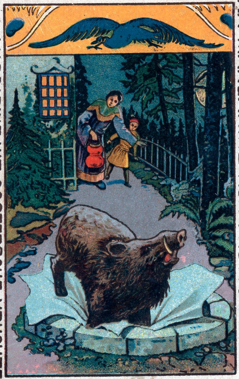 Het verschrikkelijke zwijn. Chinees verhaal. Chromolithografie uit het einde van de 19e eeuw. door Unknown artist