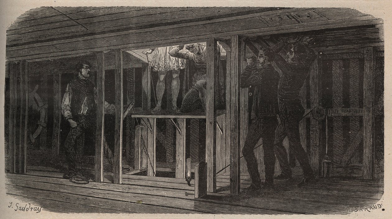 Theatertrucs - slikken - gravure van 1875 door Unknown artist