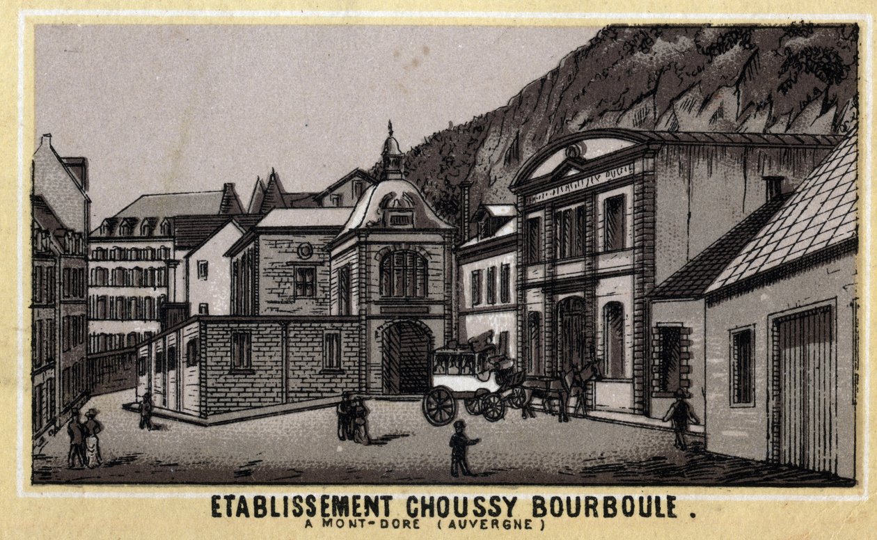 Thermale instellingen van Choussy in Bourboule in het Monts Dore-massief, in het departement Puy-de-Dome in Auvergne door Unknown artist