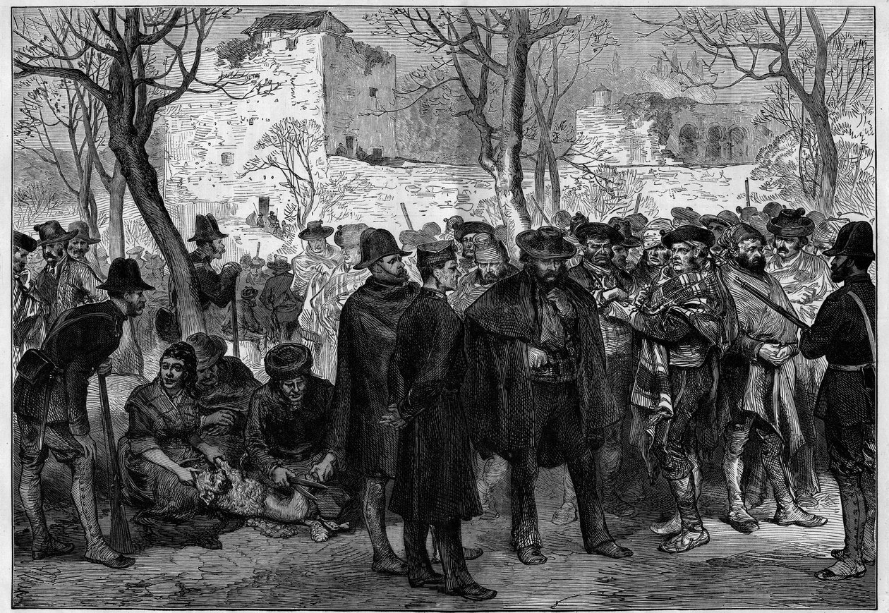 Derde Carlistenoorlog (1872-1876): Carlistische gevangenen in het Alhambra van Granada. door Unknown artist