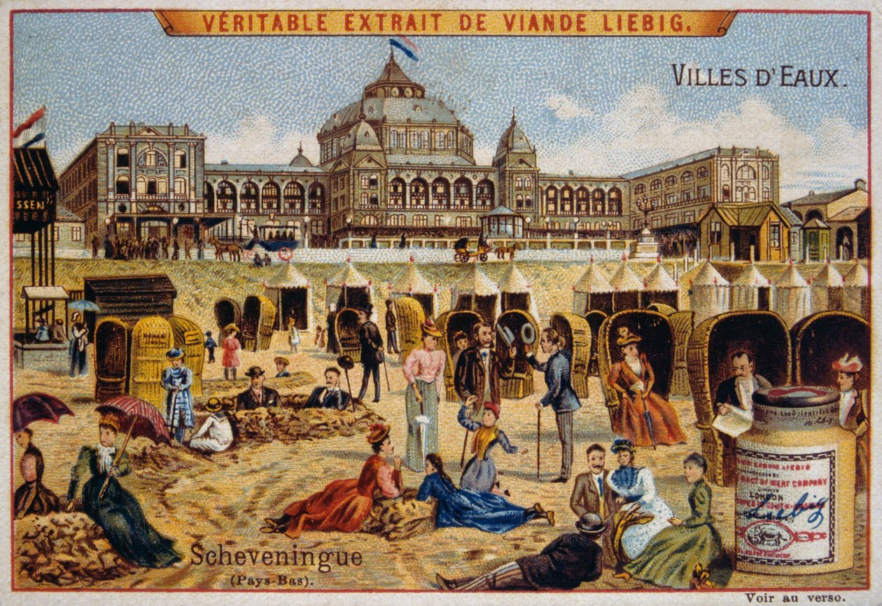Toeristen op een strand in Scheveningen, Nederland door Unknown artist