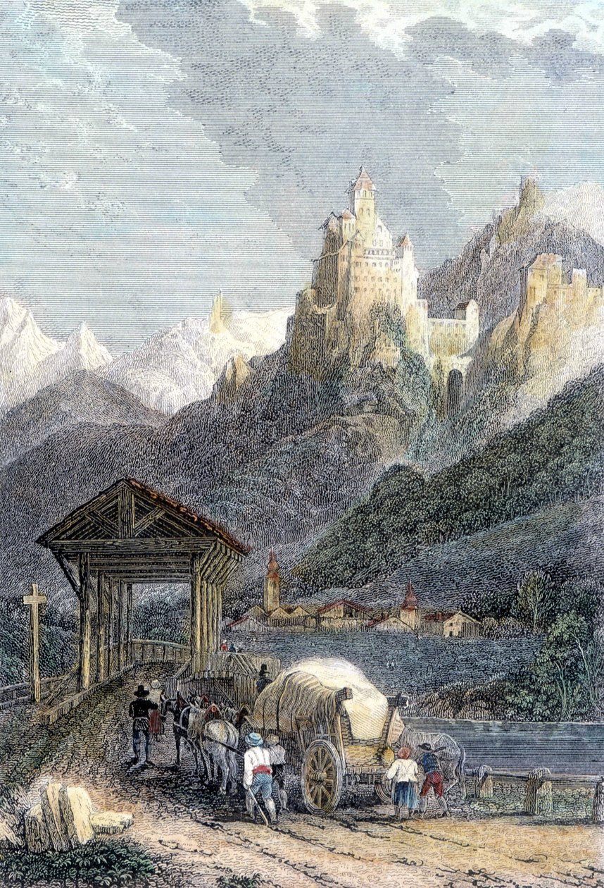 Kasteel Trostburg in Tirol door Unknown artist