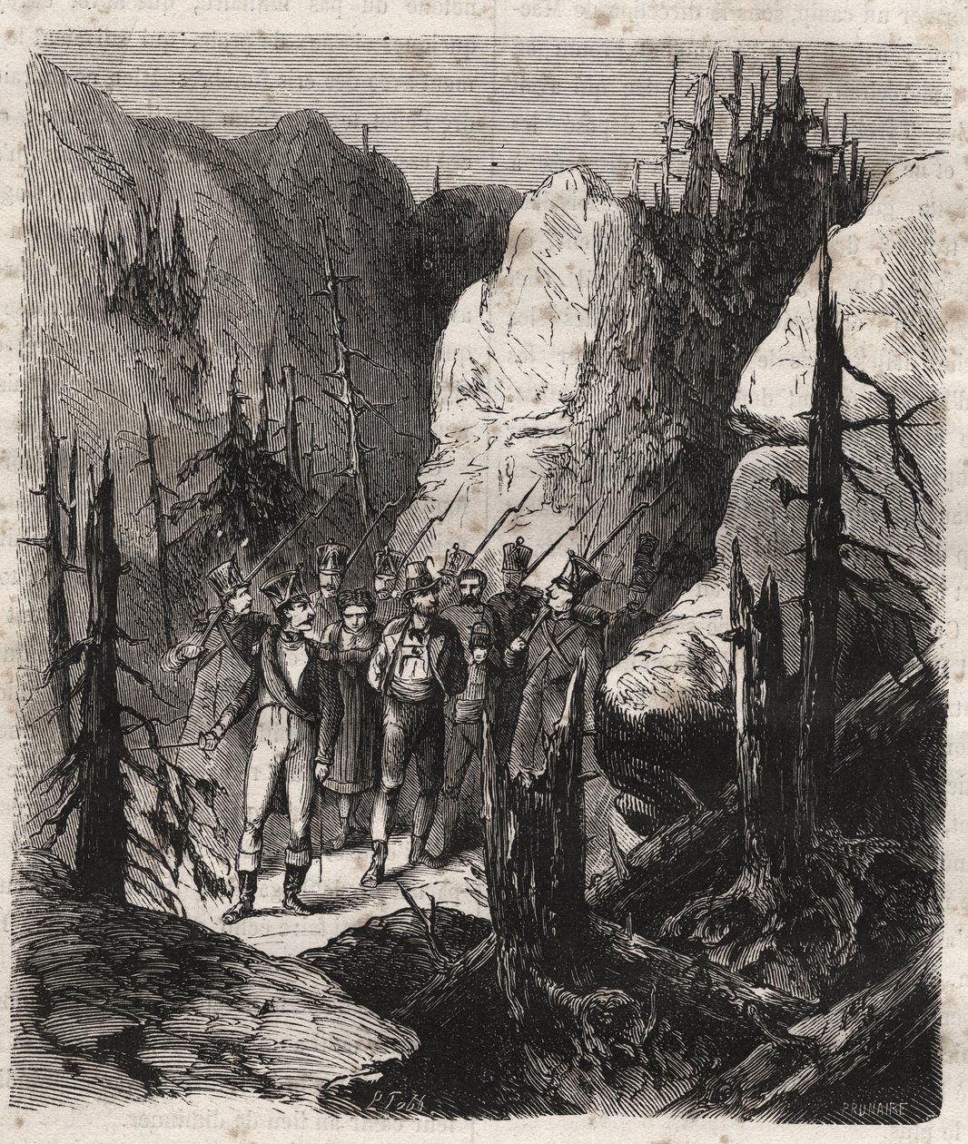 Tiroolse patriot Andreas Hofer (1767-1810) wordt gearresteerd (gravure uit 1879 in 
