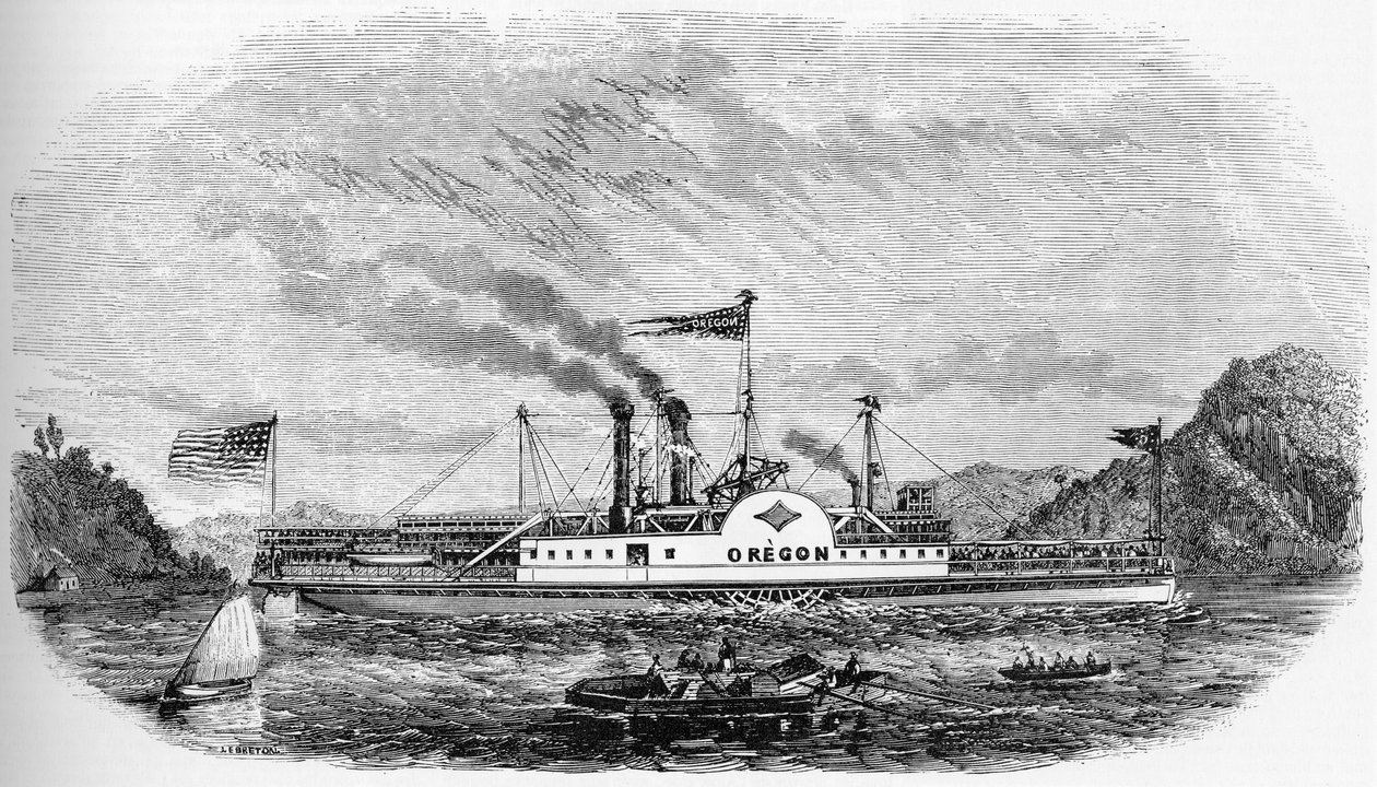 Geschiedenis van de VS: Stoomboot - Oregon (gravure) door Unknown artist