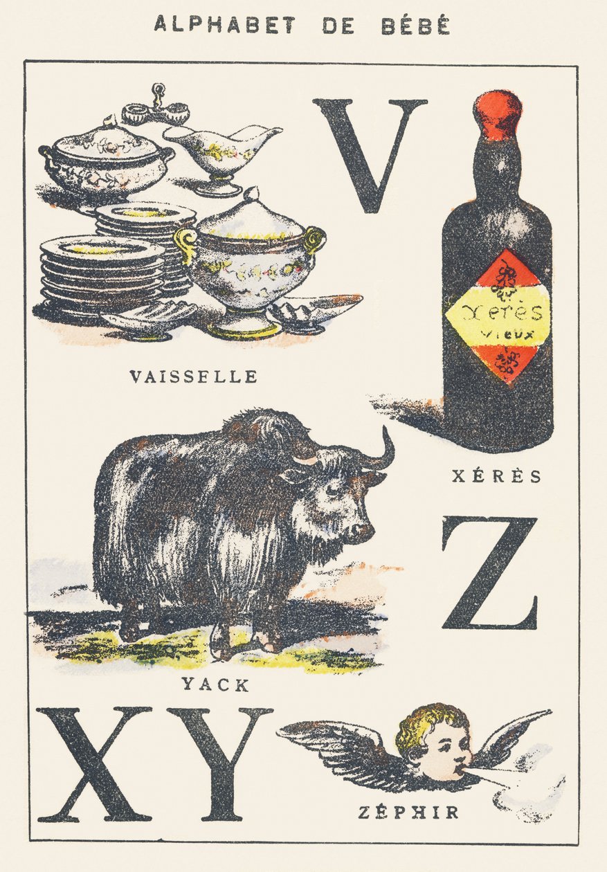 V X Y Z: schotels, xeres, jak, zefier door Unknown artist