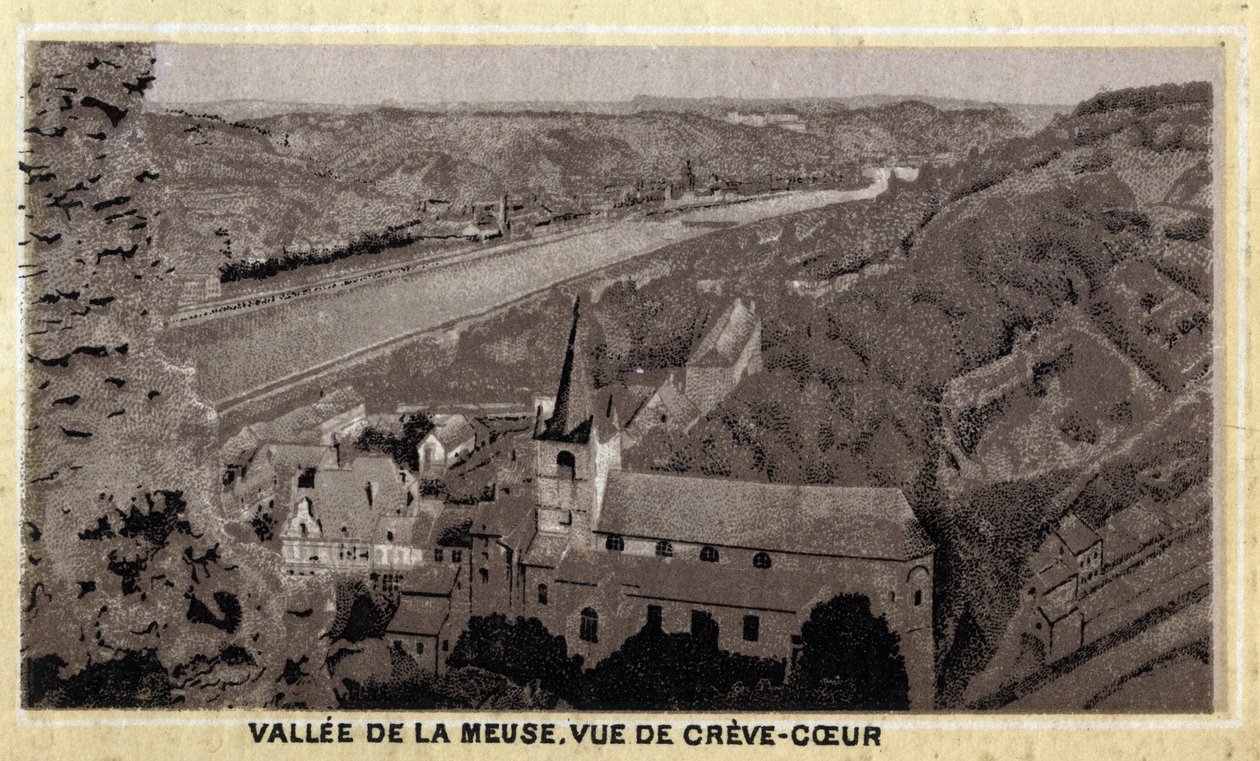 Vallei van de Maas: uitzicht op Creve Coeur (Creve-Coeur of Crevecoeur), Wallonië, België door Unknown artist