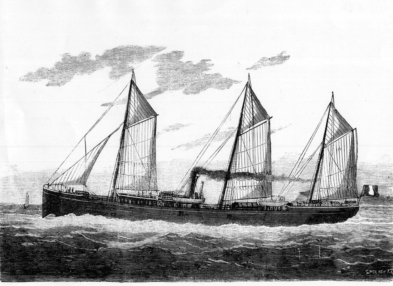 Schip "The Refrigeration" voor voedselconserven - in "The wonders of the industry", L. Figuier, Deel 4 door Unknown artist