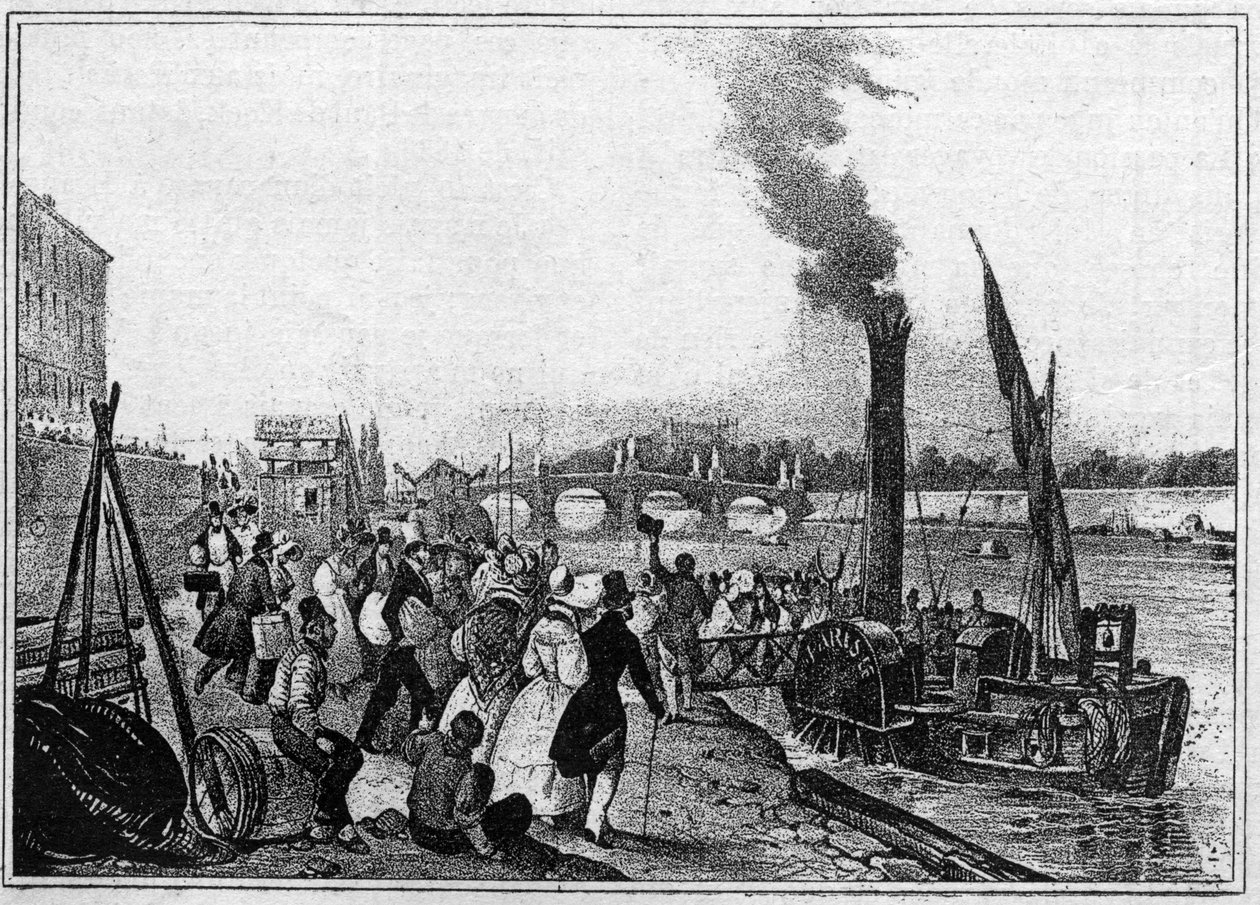 Victor Jean Adam - De reis van Saint Cloud per stoomboot door Unknown artist