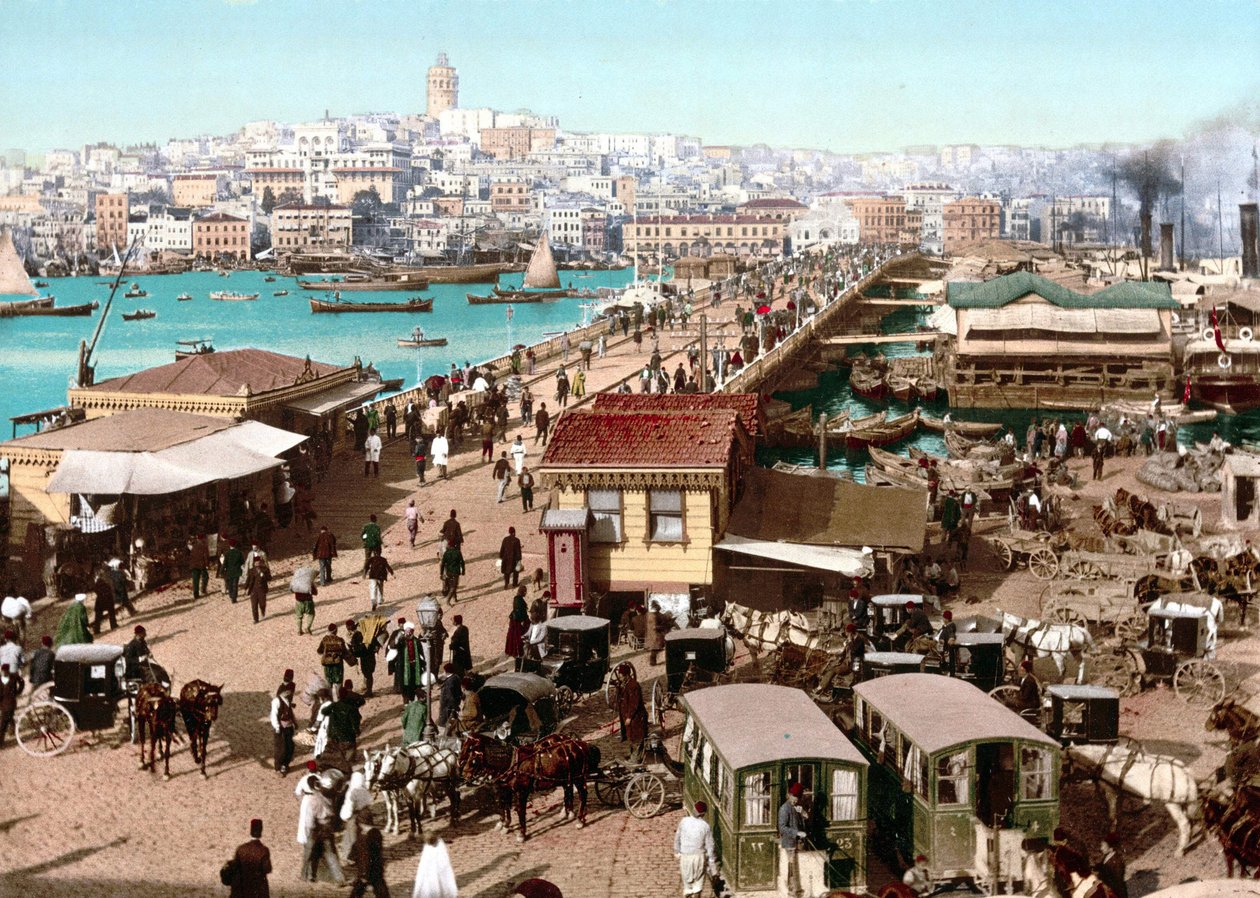 Zicht op Constantinopel. Fotochroom ca. 1890 door Unknown artist