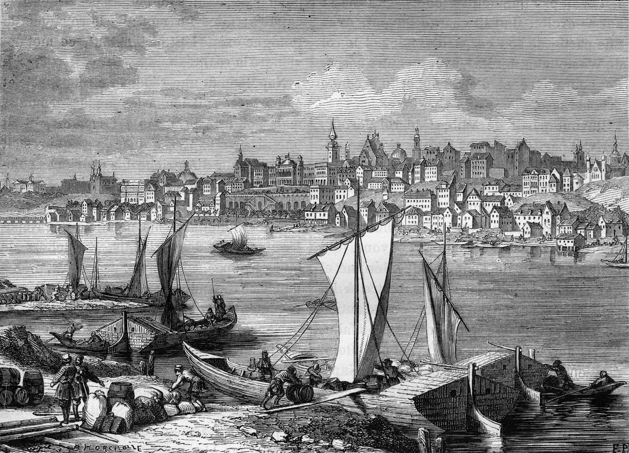 Uitzicht op de stad Warschau in Polen in 1812. door Unknown artist