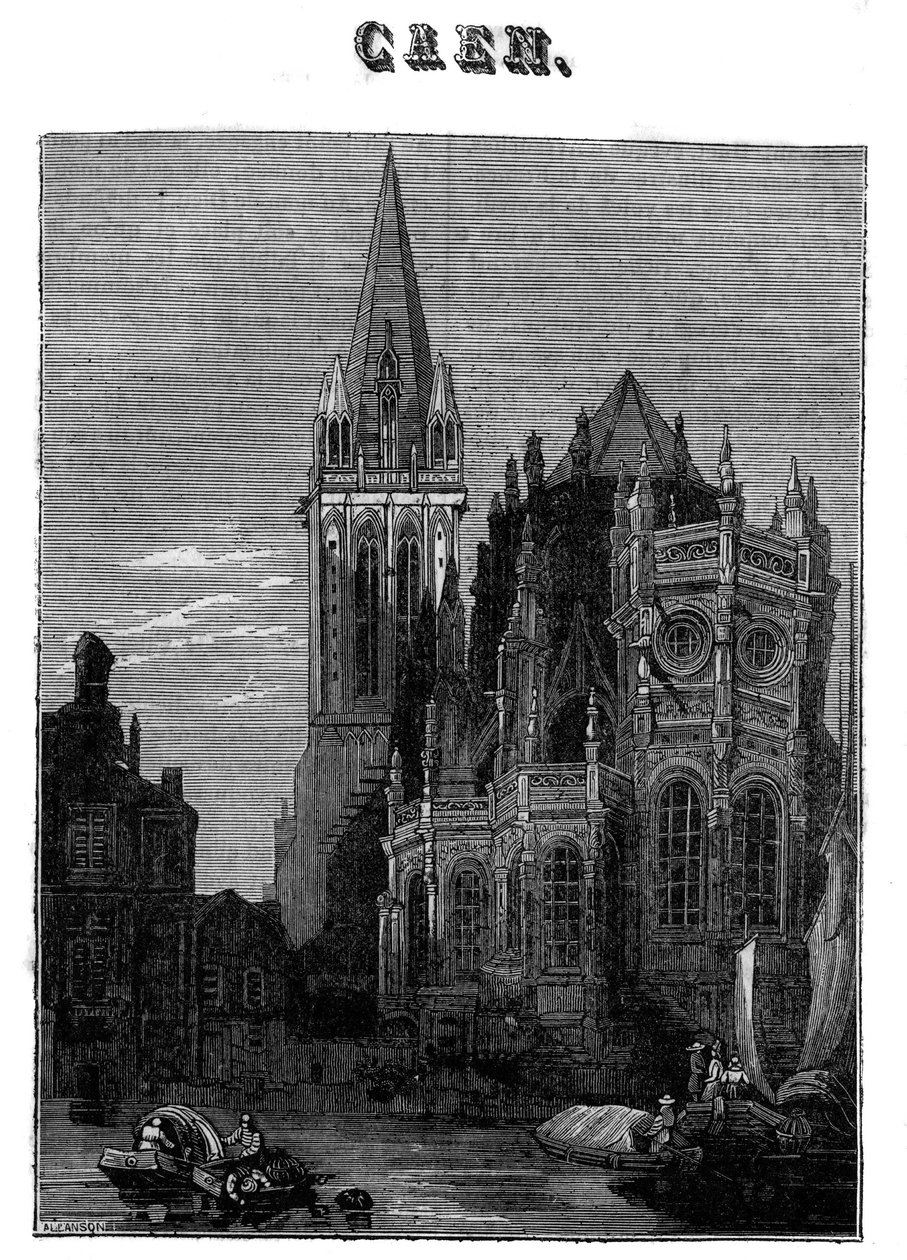 Zicht op de stad Caen in Normandië in de 19e eeuw door Unknown artist