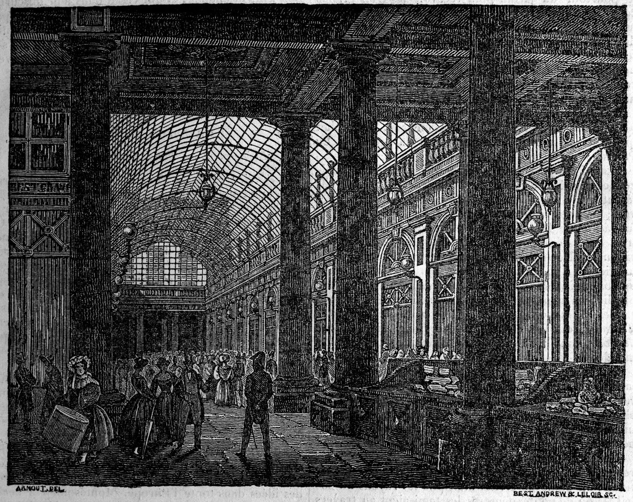 Uitzicht op de galerij van Orleans in het Palais Royal de Paris in 1835 door Unknown artist