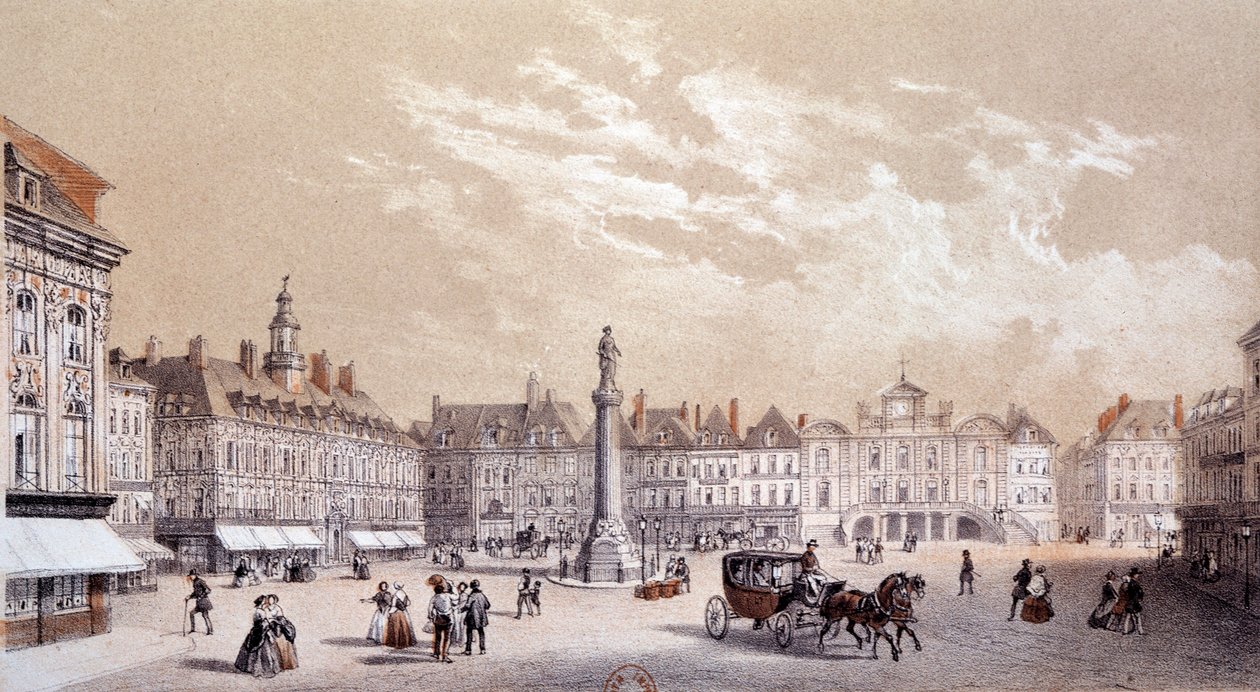 Uitzicht op het grote plein van de stad Lille door Unknown artist