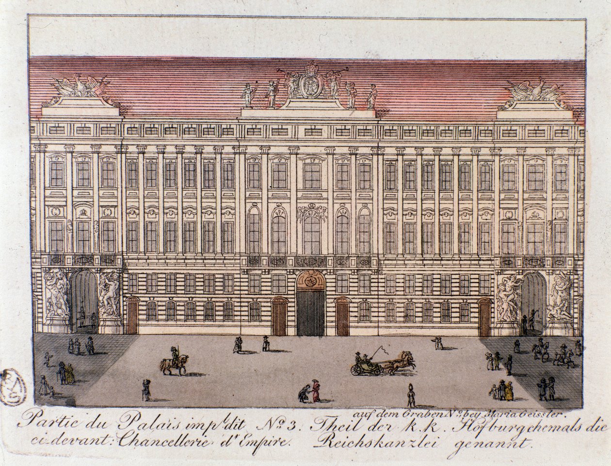 Zicht op het deel van het Keizerlijk Paleis genaamd de Kanselarij van het Rijk in Wenen door Unknown artist