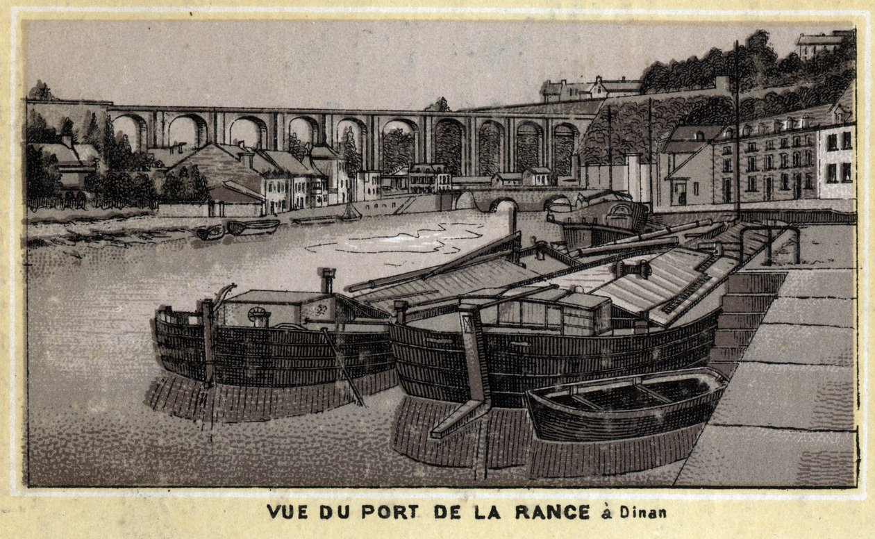 Uitzicht op de haven van de Rance in Dinan, Côtes-d