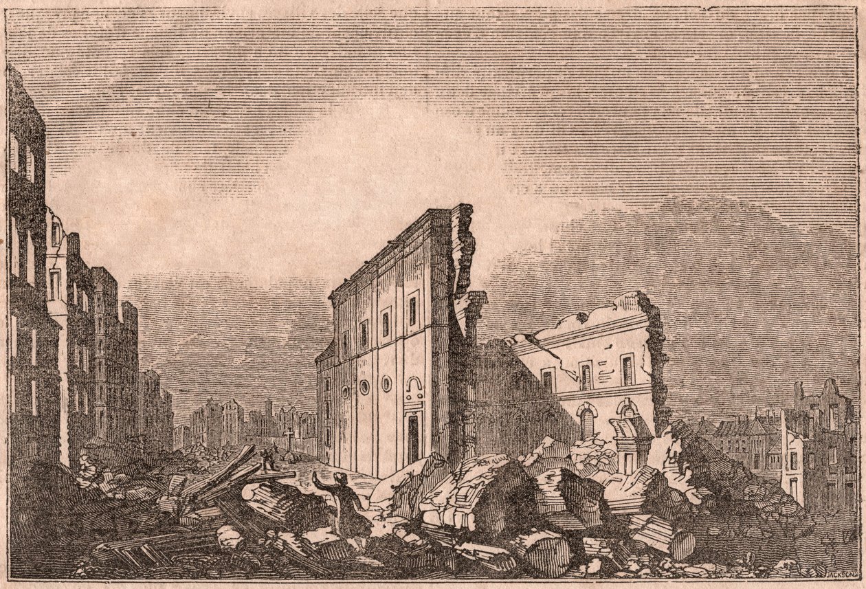 Uitzicht op de ruïnes van St. Paul, na de aardbeving van 1755, Lissabon, Portugal door Unknown