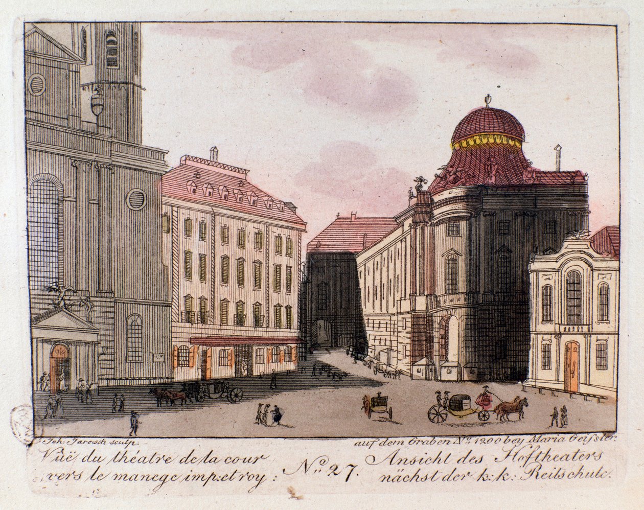 Uitzicht op het theater en de binnenplaats richting de keizerlijke manege in Wenen, Oostenrijk door Unknown artist