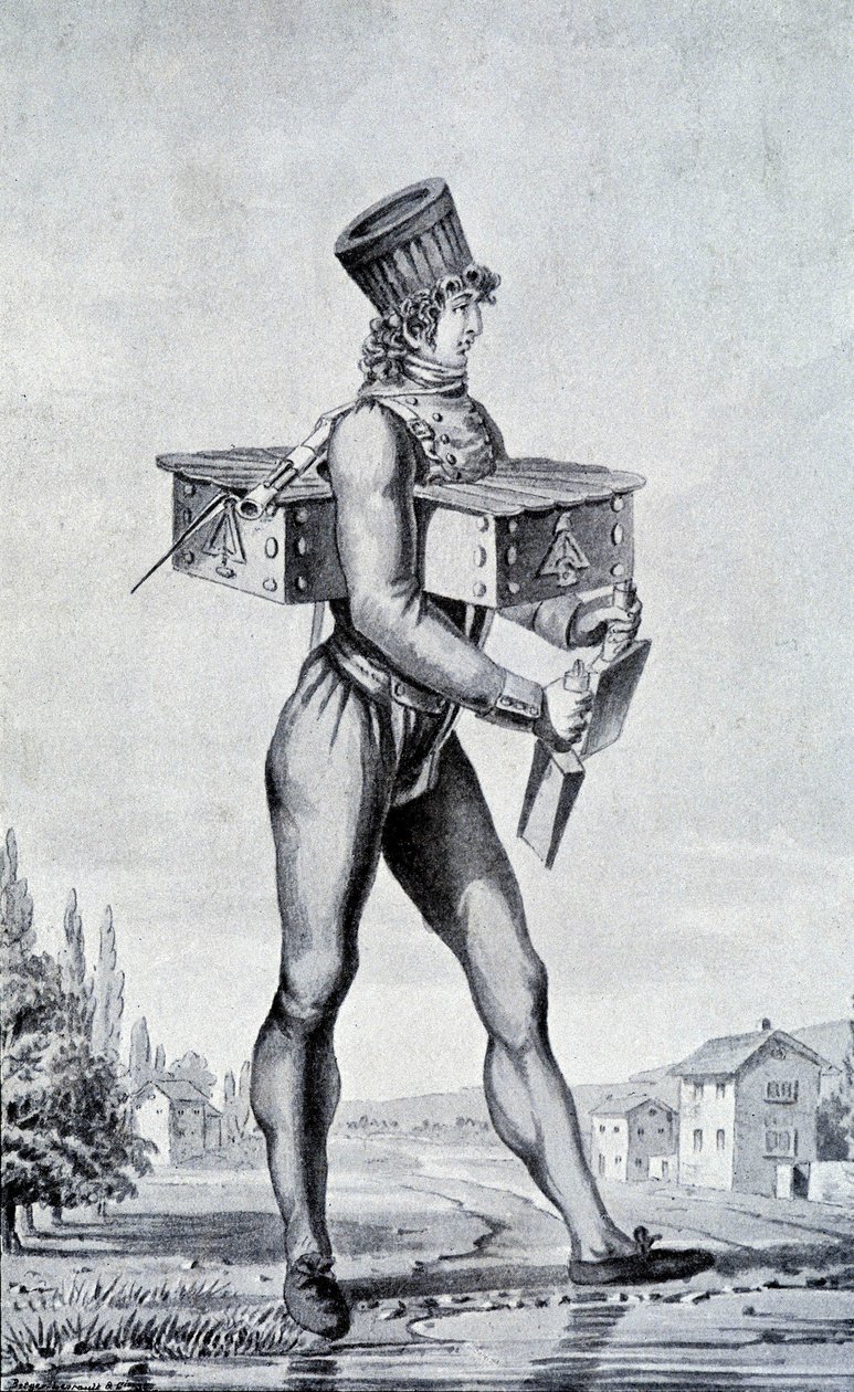 Oorlogskostuum van de 19e eeuw. Gravure van de 19e eeuw. door Unknown artist