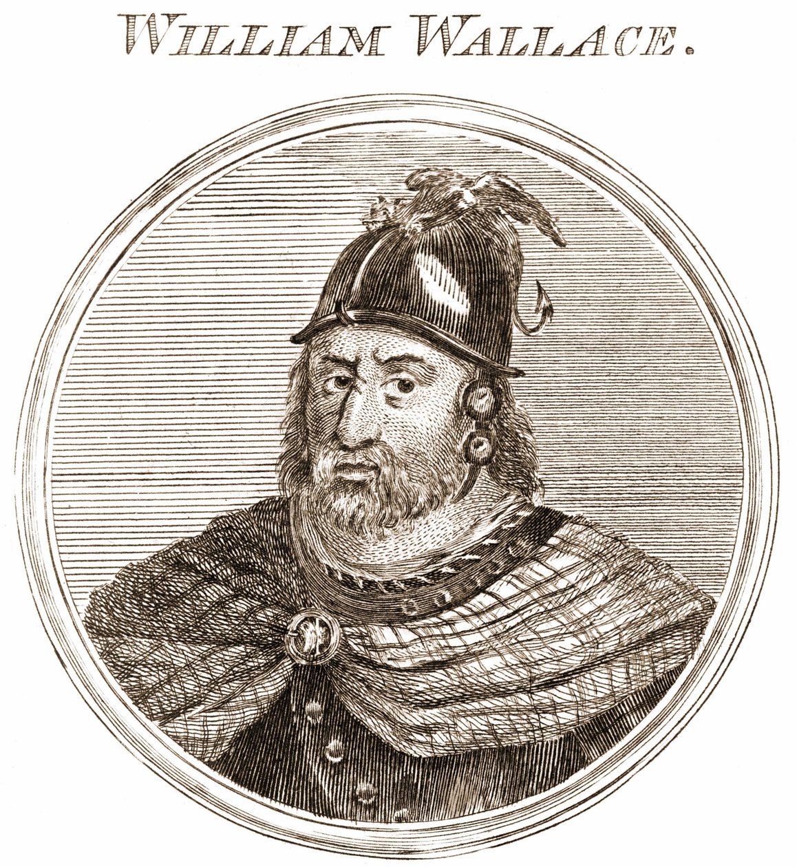 William Wallace. Schotse leider 1270-1305. Gravure 19e eeuw door Unknown artist