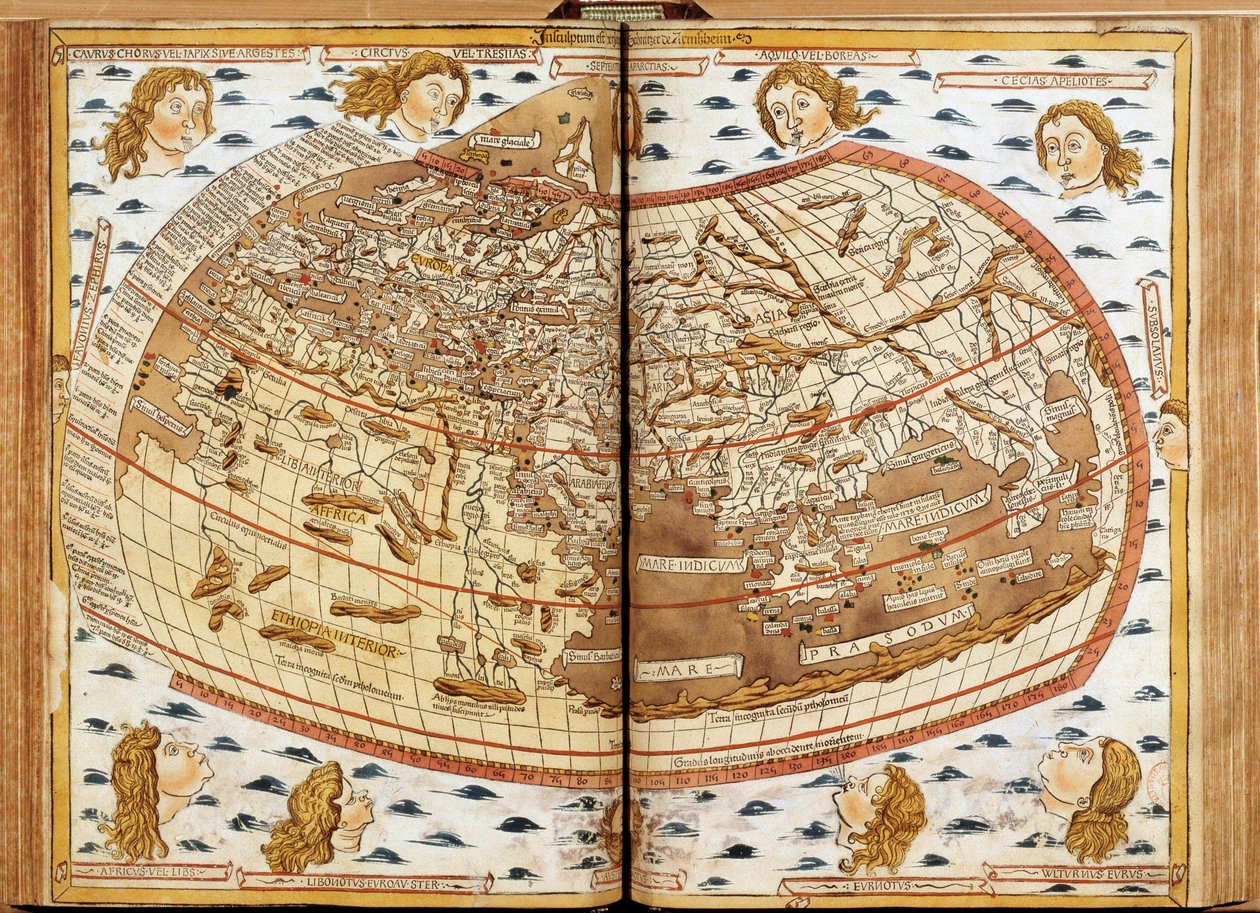 Wereldkaart van Claudius Ptolemaeus door Unknown artist