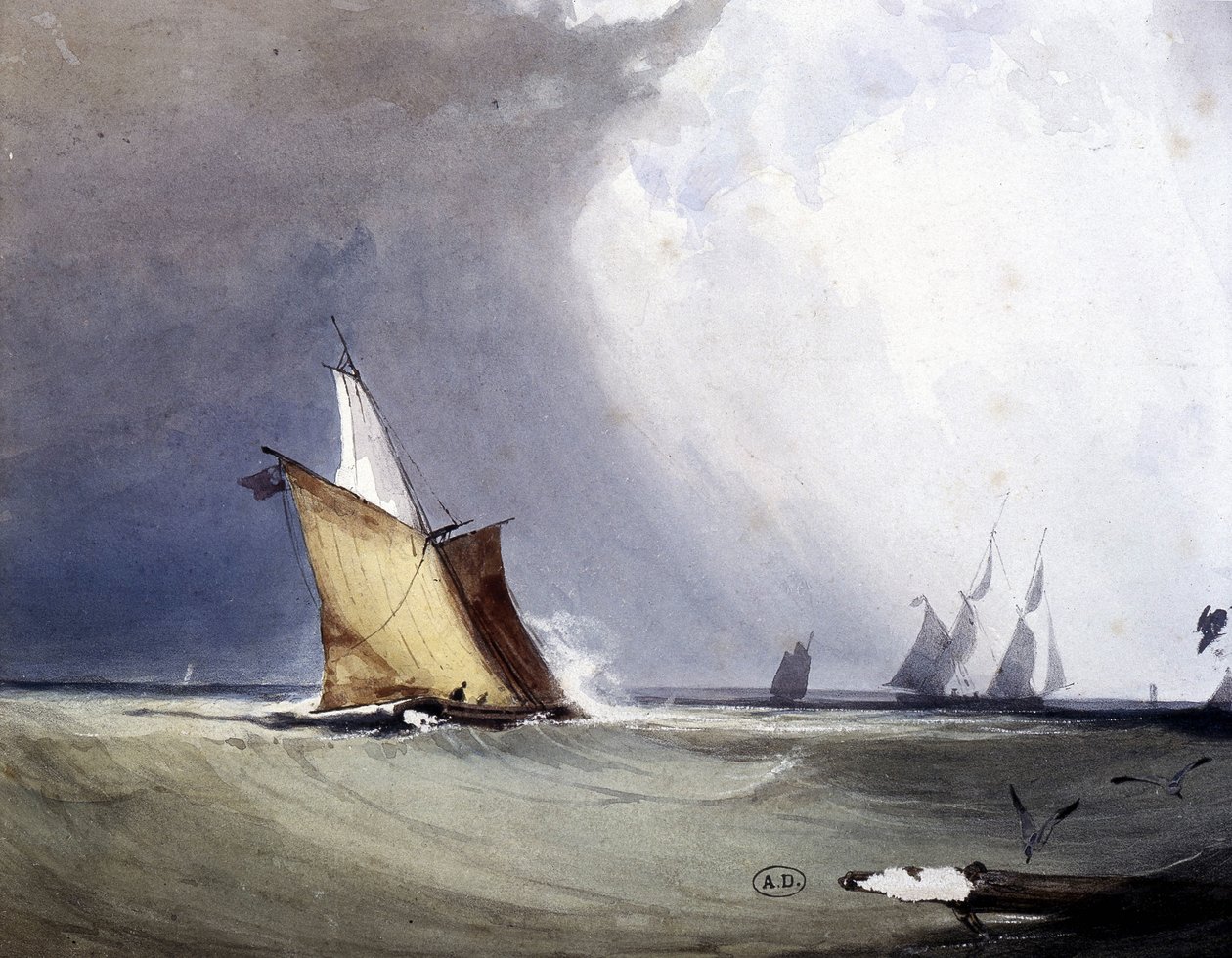 Jachten op zee, eind 19e eeuw door Unknown artist