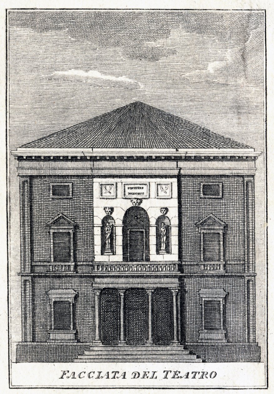 Façade van het Fenice Theater in Venetië in het midden van de 19e eeuw door Unknown artist