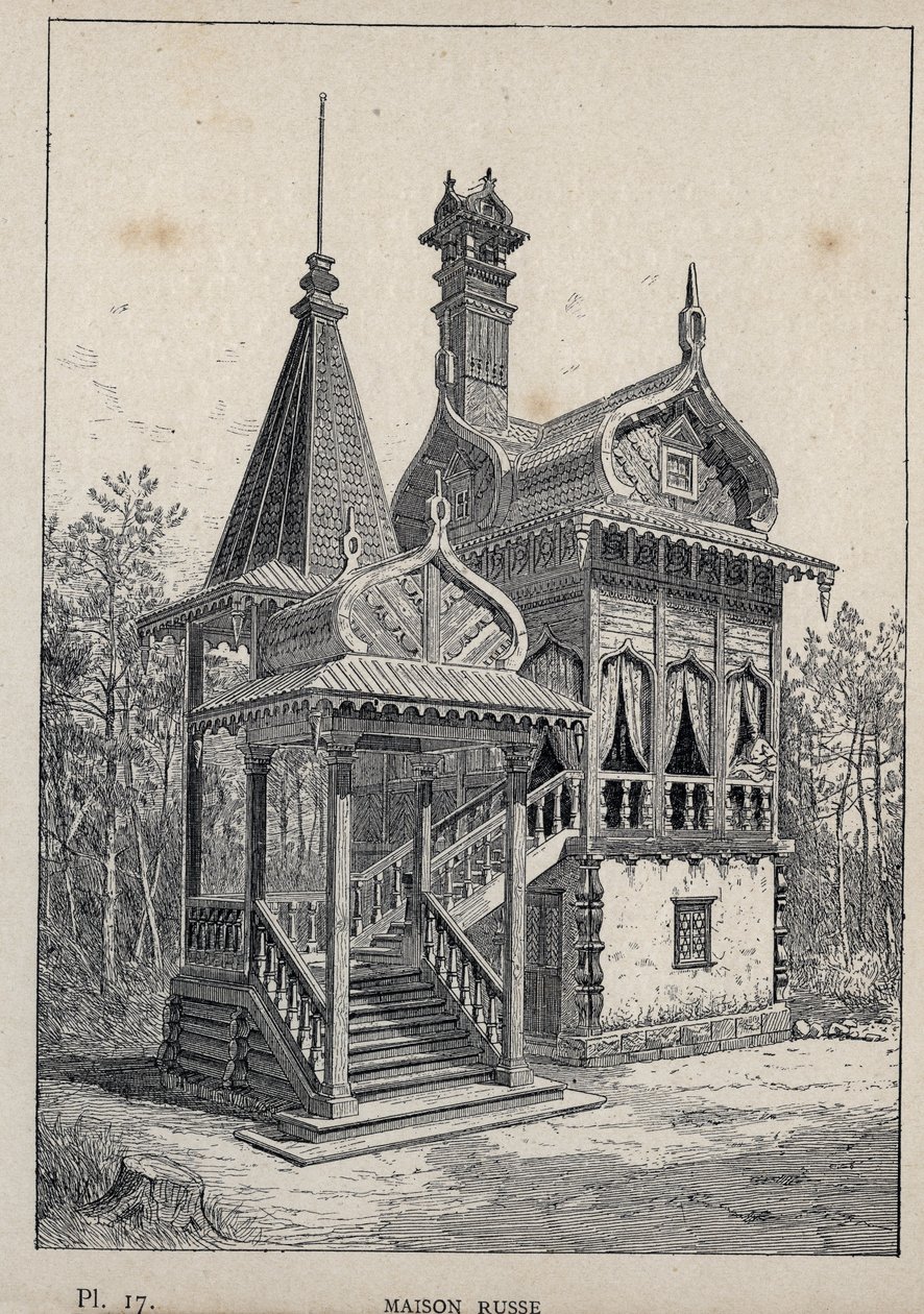 Maison Russe - Russisch Huis - gravure uit 1889 in 