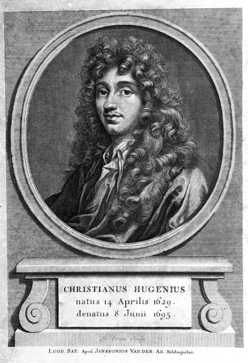 Portret van Christiaan Huygens. Nederlandse natuurkundige en wiskundige (1629-1695). Gravure uit de 19e eeuw door Unknown artist