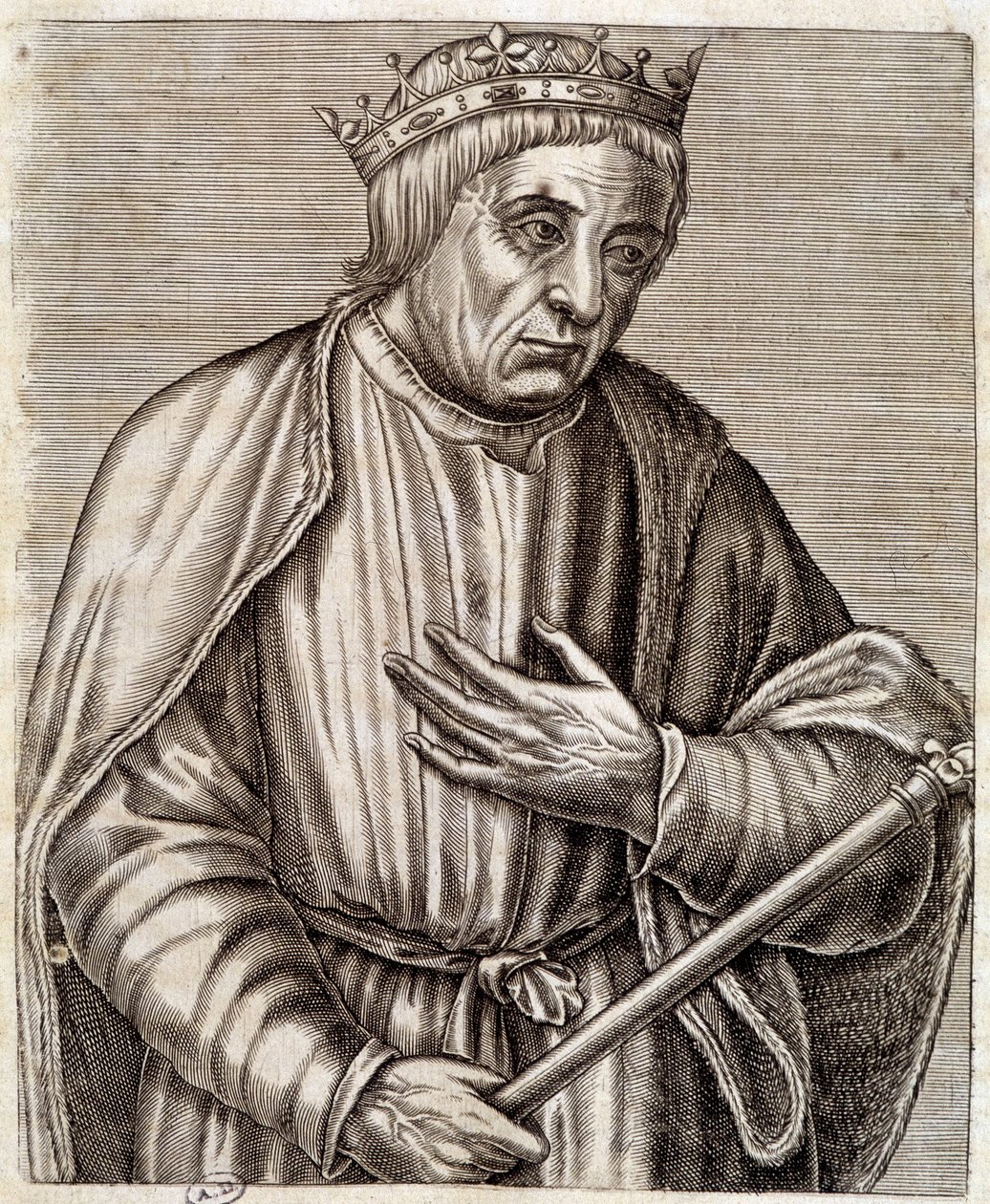 Portret van de koning van Polen Casimir III de Grote. 1310-1370. gravure uit de 17e eeuw. door Unknown artist