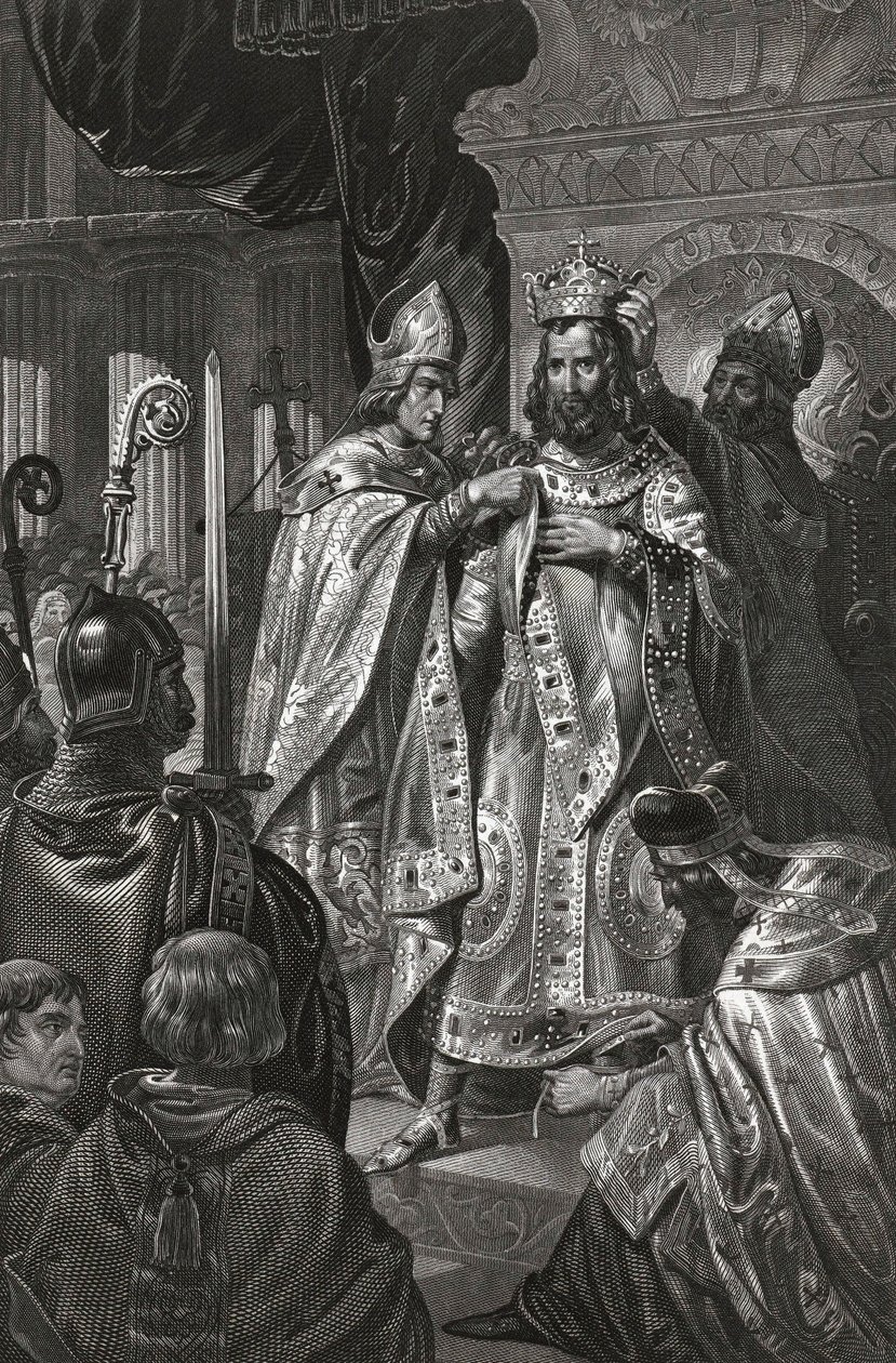 Kroning van Boudewijn I op eerste kerstdag 1100 door Unknown artist